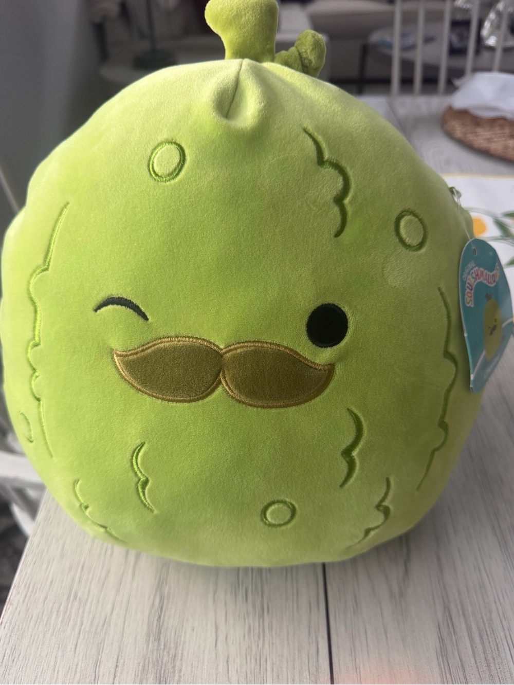 Squishmallows Original 12-Inch Charles the Pickle with Mustache Plush (NWT)